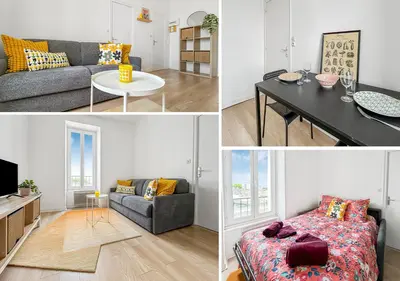 Coin salon dans l'établissement Confort et charme en plein Brest, vue sur la rade