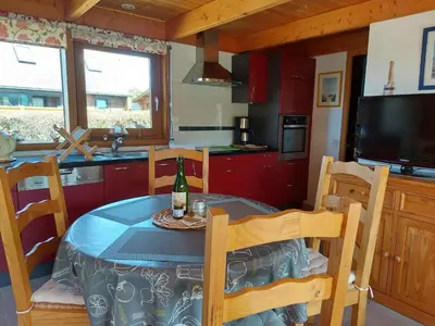 Cuisine ou kitchenette dans l'établissement Face à la mer, maison sur la dune pour 4 personnes