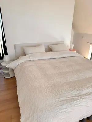 Un ou plusieurs lits dans un hébergement de l'établissement Maisonette vue mer 500m de la plage