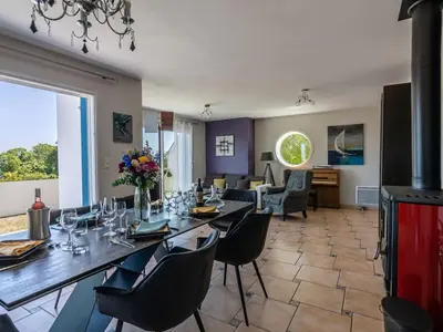 Coin salon dans l'établissement DUXCAAR Saint Pabu Comfortable holiday residence