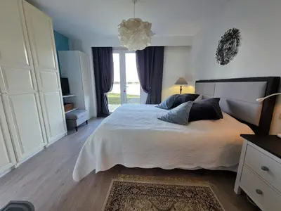 Un ou plusieurs lits dans un hébergement de l'établissement Maison vue mer incroyable 180 degrés , accès direct plage et GR34