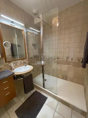 Salle de bains dans l'établissement Chaleureux appartement sur Brest