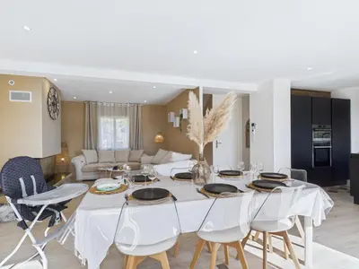 Coin salon dans l'établissement Maison familiale 7 personnes à 150m de la mer