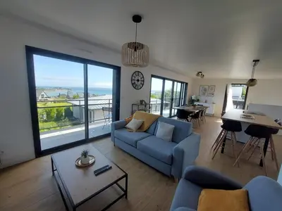Coin salon dans l'établissement Maison Ty Loki - Vue mer, 400m de la plage