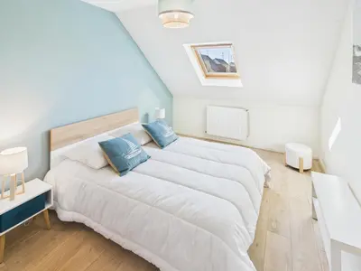Un ou plusieurs lits dans un hébergement de l'établissement Maison familiale pour 7 proche de la mer