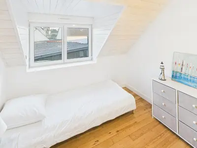Un ou plusieurs lits dans un hébergement de l'établissement Maison pour 8 avec terrasse - Kerity