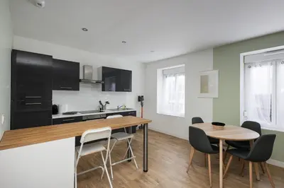 Cuisine ou kitchenette dans l'établissement T3 Le Foudroyant