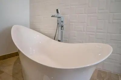 Salle de bains dans l'établissement Villa Blue Ocean - Vue mer piscine jacuzzi