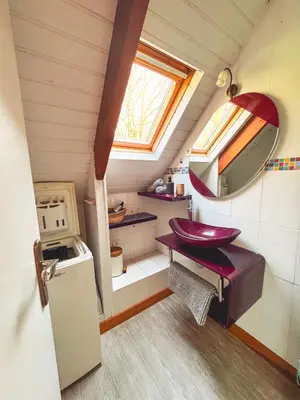 Cuisine ou kitchenette dans l'établissement Chalet baie de La Forêt-Fouesnant