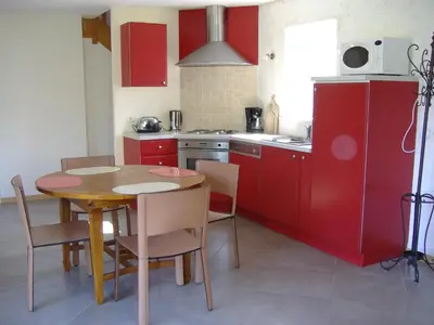 Cuisine ou kitchenette dans l'établissement Gîtes du Manoir de Goandour