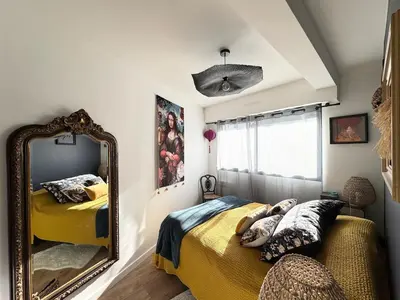 Un ou plusieurs lits dans un hébergement de l'établissement Appartement de charme, Bénodet