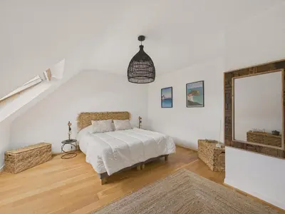 Un ou plusieurs lits dans un hébergement de l'établissement Maison avec terrasse et jardin pour 6 - Bénodet