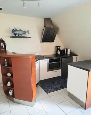 Cuisine ou kitchenette dans l'établissement Trez-Hir Appartement 4 pers bord de mer