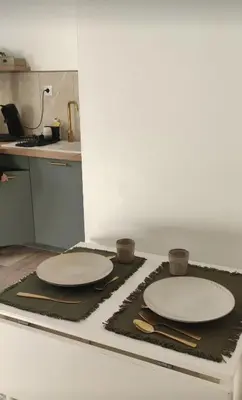 Cuisine ou kitchenette dans l'établissement Studio Brest quartier St Michel