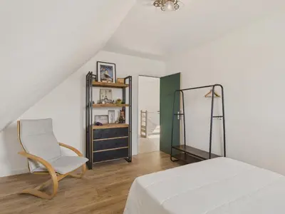 Un ou plusieurs lits dans un hébergement de l'établissement Maison neuve avec terrasse pour 6 personnes
