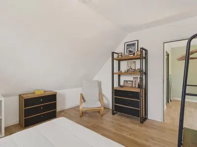 Un ou plusieurs lits dans un hébergement de l'établissement Maison neuve avec terrasse pour 6 personnes
