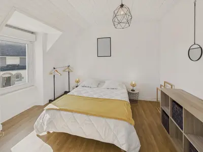 Un ou plusieurs lits dans un hébergement de l'établissement Maison pour 6 proche du port et de la plage