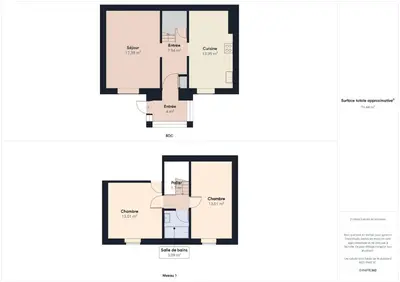 Plan de l'établissement Maison pour 6 proche du port et de la plage