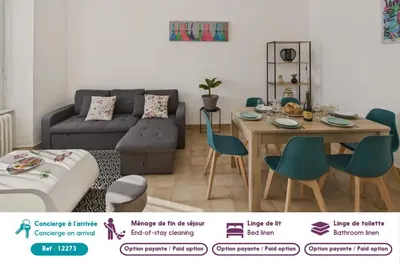 Coin salon dans l'établissement Maison pour 6 proche du port et de la plage
