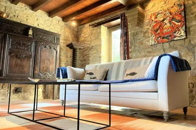 Coin salon dans l'établissement Manoir du Scluz-Prestigieux domaine vue mer