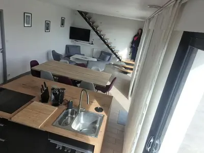 Coin salon dans l'établissement Les Hauts de Trégana 4 chambres