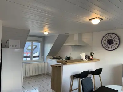 Cuisine ou kitchenette dans l'établissement L'Ecume, T2 proche plage de Morgat