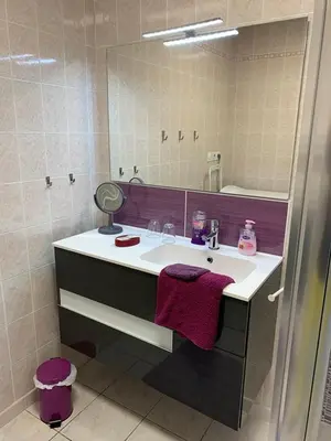 Salle de bains dans l'établissement Le Pourpre, T2 proche plage de Morgat