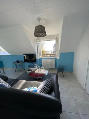 Coin salon dans l'établissement L'Azur, T2 proche plage de Morgat