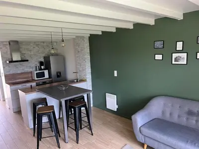 Cuisine ou kitchenette dans l'établissement Charmant appartement T3 avec terrasse en rez de jardin sur le Golf e L'Odet