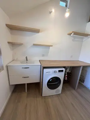 Cuisine ou kitchenette dans l'établissement Maison familiale au cœur du golf de Cornouaille