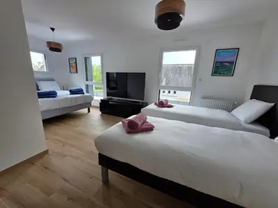 Un ou plusieurs lits dans un hébergement de l'établissement Villa Babalélé, Fouesnant