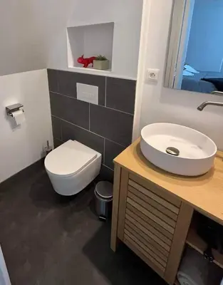 Salle de bains dans l'établissement Agréable studio pour 2 personnes Studio Melen