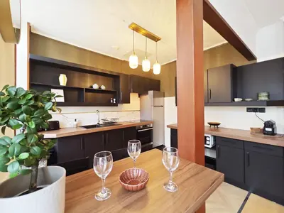 Cuisine ou kitchenette dans l'établissement L'Instant Morlaisien