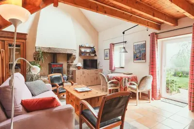 Coin salon dans l'établissement Cottage Batz - Moulin de Kerellec