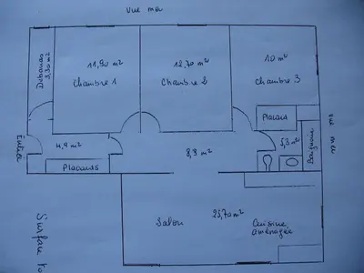 Plan de l'établissement appartement 3 chambres, plage à 400 m