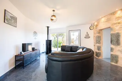 Coin salon dans l'établissement Milin Avel I 6 personnes & plage
