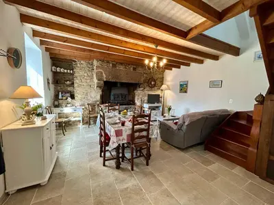 Coin salon dans l'établissement Pretty charming Breton cottage for 4 people