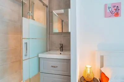 Salle de bains dans l'établissement La Mer Blanche - Proche de la mer avec jardin