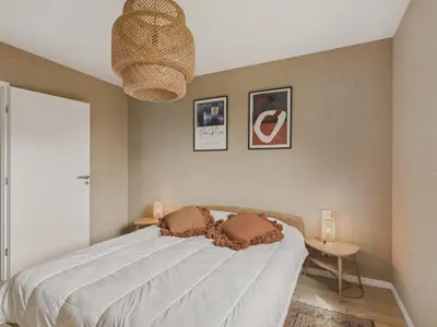 Un ou plusieurs lits dans un hébergement de l'établissement Maison neuve avec terrasse et jardin pour 6