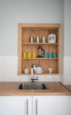 Cuisine ou kitchenette dans l'établissement Gites de la Foret du Huelgoat