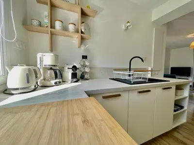 Cuisine ou kitchenette dans l'établissement Gîte Clapo'ty