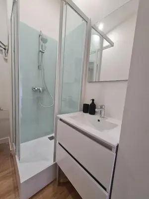Salle de bains dans l'établissement Charmant appartement face au port de Concarneau
