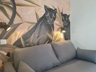 Coin salon dans l'établissement Charmant appartement face au port de Concarneau