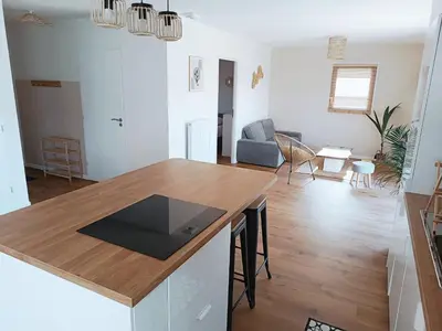 Coin salon dans l'établissement Vilin Tréompan à 400 m de la plage