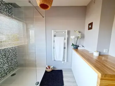 Salle de bains dans l'établissement Splendide appartement face à la mer, parking, wifi