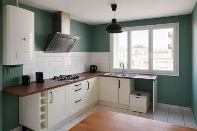 Cuisine ou kitchenette dans l'établissement Chambre dans un appartement spacieux de 92m2