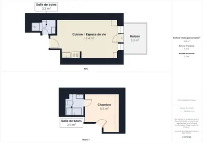 Plan de l'établissement Balcon vue mer et piscine pour 4 personnes