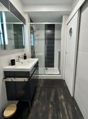 Salle de bains dans l'établissement Charmant T3 proche centre ville