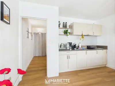 Cuisine ou kitchenette dans l'établissement -Ocean- Studio renove avec parking et vue mer