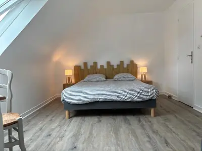 Un ou plusieurs lits dans un hébergement de l'établissement Maisonnette bretonne typique Beg Meil Fouesnant Ty Breizh plage